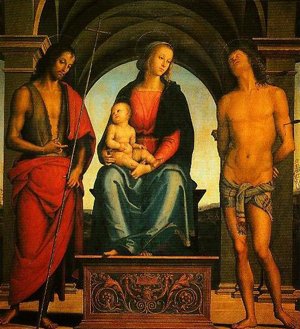 Peinture à l'huile Madonna and Child par Perugino, le cadeau culturel idéal en 12x16