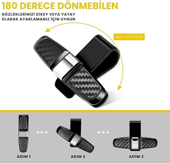 180 Degree Rotating Clip with Coofbe Clip In-Car Glasses Holder Card Holder Auto Vehicle Glasses Holder