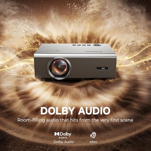 Image of Smart Projector-4K with Wifi Bluetooth, AI Auto Focus Keystone Outdoor Home Theater VIDAA Movie Projector Built-in Apps, 60W Dolby, Airplay, Voice Control, Live TV, Ceiling, Gaming, Camping