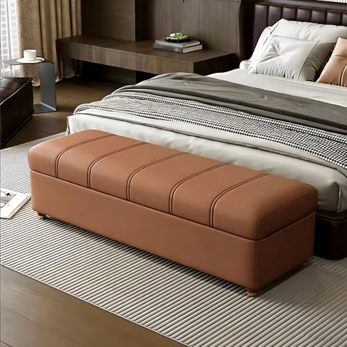 Banc de rangement ottoman en cuir synthétique et cadre robuste - 2