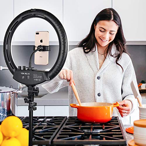 Image of Ring Light with Tripod Stand, Yesker 14 Inch LED Ringlight Kit with Phone Holder Adjustable Color Temperature Circle Lighting, Led Photo Beauty Ring Lights for Camera for Vlog, Makeup, Video Shooting