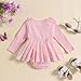 Hoanselay Newborn Baby Girl Romper Dress Floral Lace Mesh Dress Long Sleeve Ribbed Bodysuit Jumpsuit Infant Fall Winter Outfit (Pink, 6-12 Months)