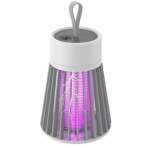 Auto 360° Electric Fly Zapper, Mosquito Killer Lamp With USB Charging, Mini Fly Killer Electric Indoor Outdoor, 3-6h Working Time Electric Mosquito Killer Lamp, Suit for Room 30㎡-40㎡ (grey)
