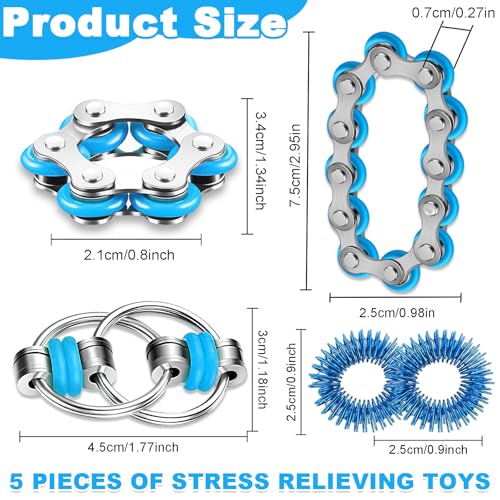 ElevaPulse 5 Stück Fidget Toys Set, Anti Stress Spielzeug, Stressabbau Spielzeug, Fidget Toys Erwachsene, Skills Borderline, Skills Panikattacken, Für Kinder Und Erwachsene Stress, Angst (Blau)