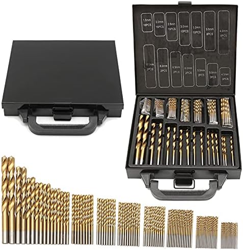 Drill Bits For Iron Box Packing 99PCS HSS Twist Drill Bits For Set 1.5-10mm Titanium Coated Surface 118 Degree For Drilling Woodworking - (Color: Iron Box Pack)