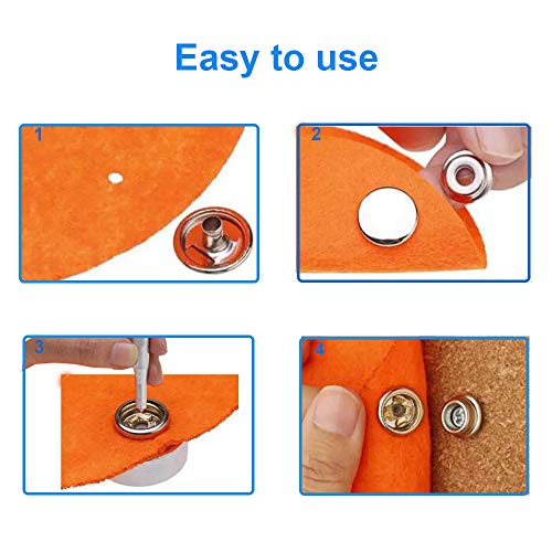 Maerd 152Pcs Canvas Snap Kit With Tool, Stainless Steel Screw Boat Canvas Snaps Fastener Heavy Duty Metal Marine Button 3/8" Socket With Setting Tool For Boat Cover Furniture #TOP6