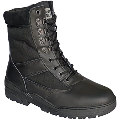 Savage Island Combat Boots Black Leather Patrol, Black, 12 UK Cover