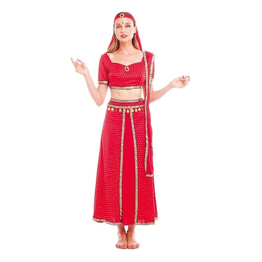 Partilandia Disfraz de Hindú Bollywood Fucsia para mujer Talla M