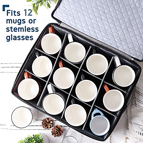 Fine China Storage Containers, 5 Piece Quilted Dish Storage Containers, Mug, Cup, and Plate Dish Organizer with Felt Dividers, Service of 12 Dinnerware Boxes for Moving, Seasonal Organization, Grey by Hearth & Harbor - Image 5