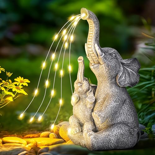 GIGALUMI Solar Garden Outdoor Statues for Women, Mom, Grandma. Elephant