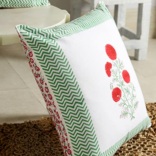 Image of Ravaiyaa - Attitude is everything Cotton Hand Block Printed Soft Cushion Cover Pillow Case 16 inch Square Cushion Sham Set of 2 Piece