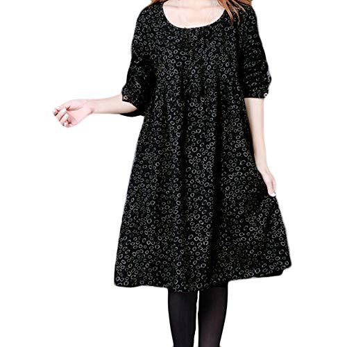 ZzZz Jupe Plissée Femme Automne Hiver Robe Demoiselle d'honneur Longue soirée Cocktail Fille 2018 Plus la Taille la Fleur imprimant Manches Longues Robe Longue Section lâche (2XL, Marine)