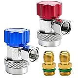 CALPOSE R134a Adapter Fittings, Adjustable R134a Quick Couplers High and Low Side, Air Conditioning Line Repair Tool Kit for R134a Car AC System Evacuation Recharging, R134a AC Service Port Connectors