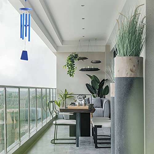 24" Aluminum 4Tubes Tuned Metal Wind Chimes For Outside Unique Deep Tone Indoor Sympathy Memorial Wind Chimes For Living Room Balcony Window Decor(Blue) #TOP6