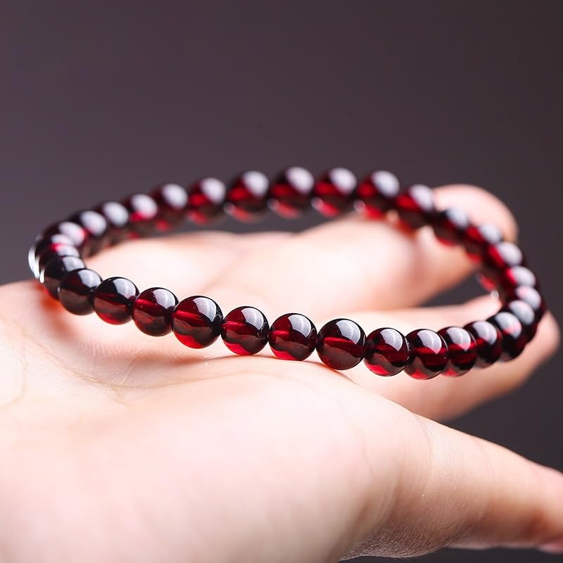 6mm 8mm 10mm 12mm Naturalne ciemne granatowe bransoletki z koralików dla mężczyzn i kobiet (Size : 10mm, Color : 5A Garnet)