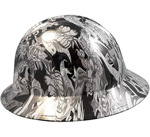 Texas America Safety Company Tattoo Full Brim Style Hydro Dipped Hard Hat - Silver For Ladies #TOP2