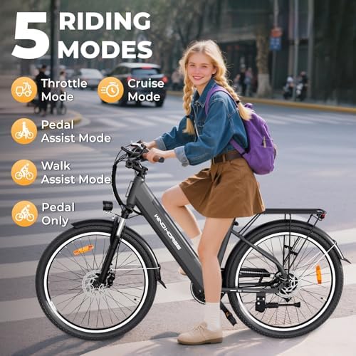 F2 26" Step-Thru Electric Bike for Adults, 30-50 Miles City Cruiser & 20MPH image 11