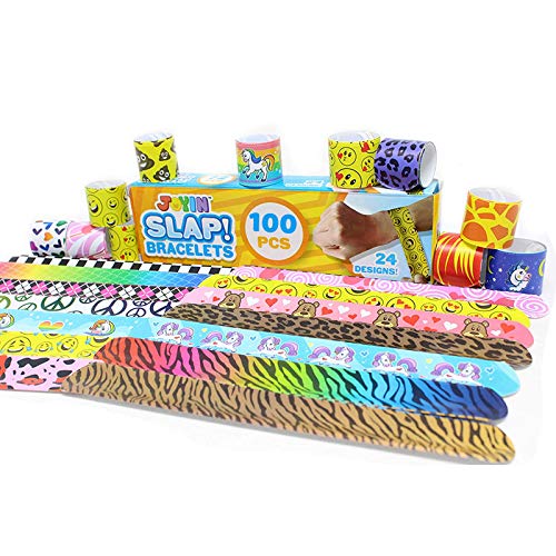 image for JOYIN 100 PCs Slap Bracelets Toys Valentines Day Party Favors (30 Desi