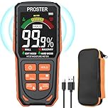 Proster Pinless Damp Meter - Rechargeable Moisture Meter for Walls with LCD Screen Sound Light Alarm Non-Invasive Moisture Detector Detects up to 19mm Dampness Meter for Wall Masonry Hardwood SoftWood