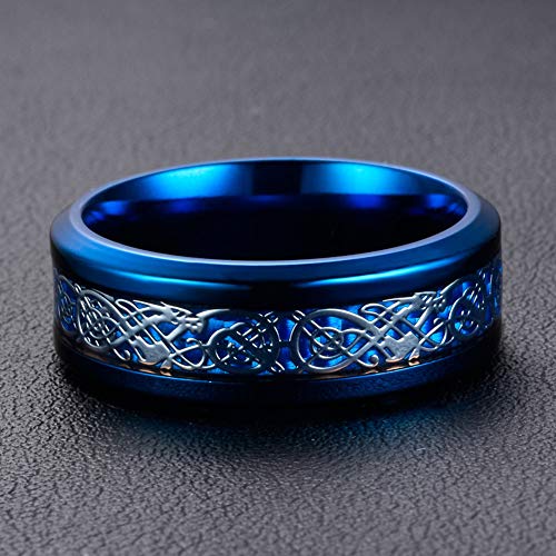 Image of HIJONES Unisex Carbide Fiber Celtic Dragon Spinner Ring Stainless Steel Wedding Spins Band