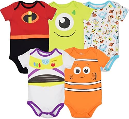 Disney Baby 5-Pack Short Sleeve Bodysuits Newborn to Infant