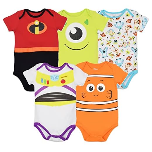 Disney Pixar Infant Baby Boys 5 Pack Bodysuits 24 Months