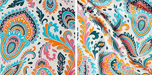 Image of Amazon Brand - Solimo Microfibre Reversible Comforter, Double (Sky Blue & Taupe Grey, 200 GSM) Paisley Preen 144 TC Double Bedsheet with 2 Pillow Covers, Green and Orange