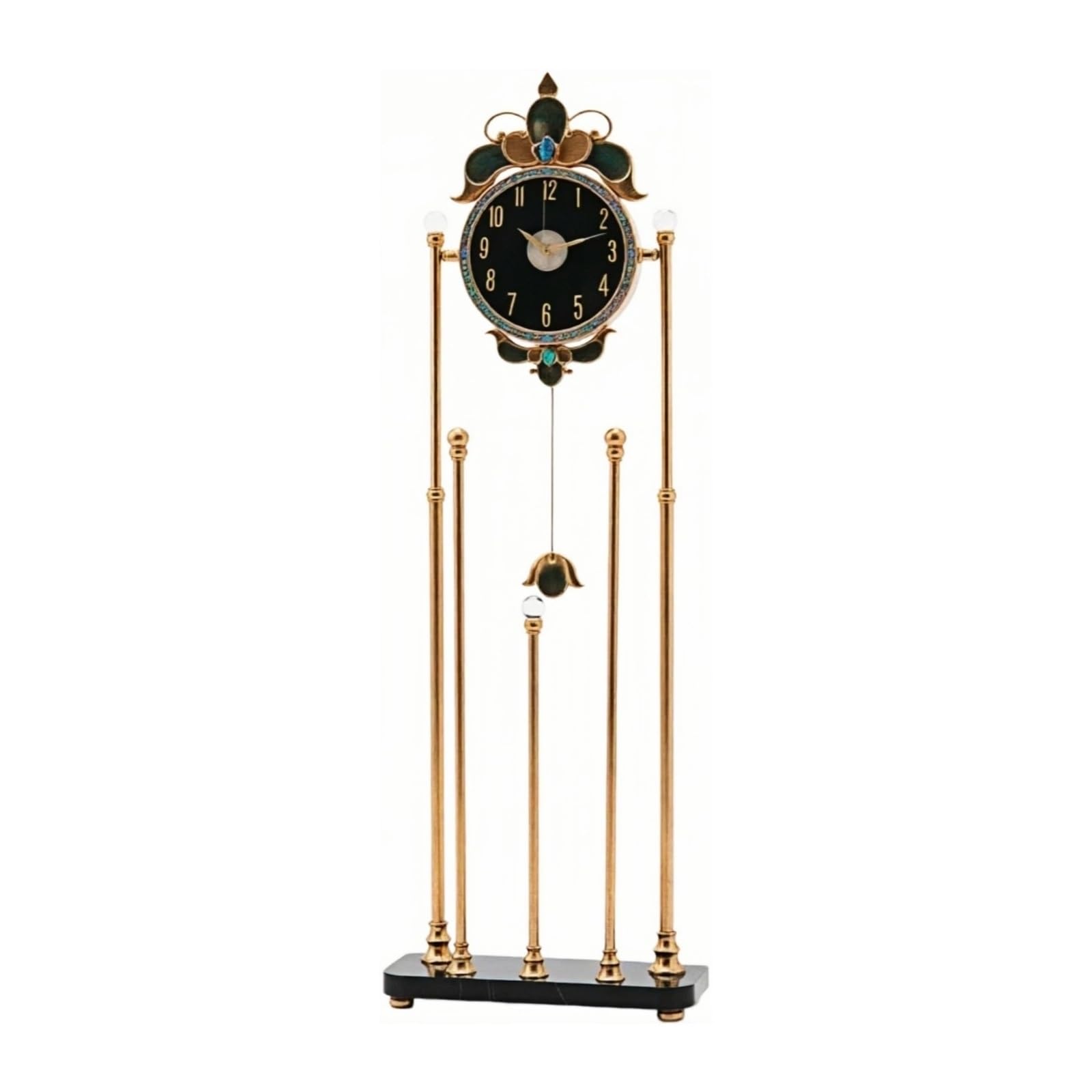 HLHLOP777 Grandfather Alarm Metal Floor Standing Clock Quartz Pendulum Silent Shell Dial for Villa Floor Clock(Black)