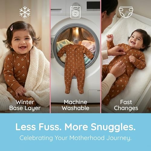 Image of The Mom Store Baby Zipper Romper For Boys And Girls | Cotton | Soft And Comfortable Infant Bodysuit | Trendy Stylish Sleepsuit Nightsuit For Newborn Baby | Printed | Unisex Sleep Wear