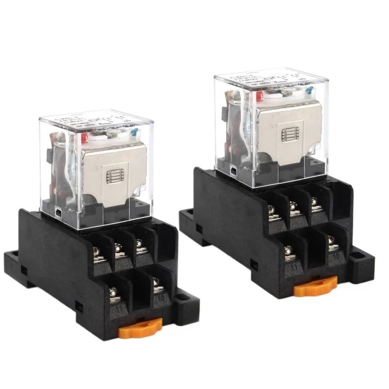 Relé intermedio HH63P LY3NJ 10A, microrelé electromagnético pequeño ACDC12V24V AC110V 220V 380V con base de enchufe de 11 pines PTF11A(DC 12V)