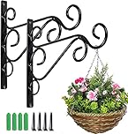 KEENSUNI 2PCS Hanging Basket Bracket, Brackets for Hanging Basket,Bird Feeders,Lanterns,Wind Chimes,Planters,Outdoor Decoration Hooks