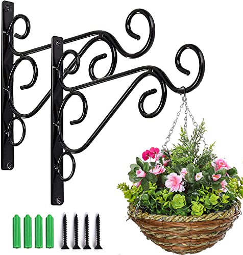 KEENSUNI 2PCS Hanging Basket Bracket Brackets for Hanging Basket Bird Feeders Lanterns Wind Chimes Planters Outdoor Decoration Hooks