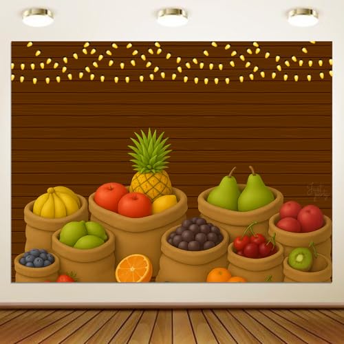 Image of Just Party Fruits Theme Birthday Backdrop | Colourful Decoration Cloth Curtain for Boys & Girls | For Decoration