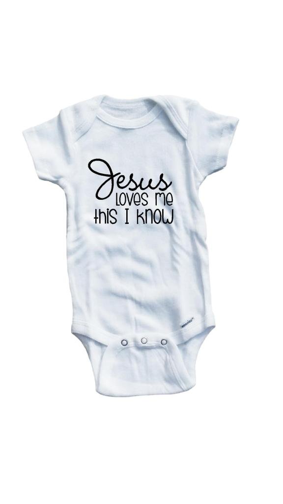 Baby Tee Time Baby Boys' Jesus Loves me One Piece