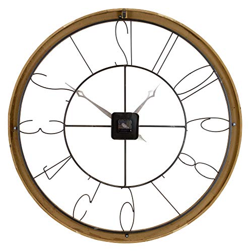 Aspire Penelope Large Iron & Wood Wall Clock, White #TOP3