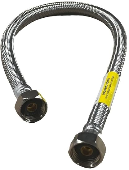 EZ-Fluid 20-Inch Stainless Steel Braided Faucet Connector Line,Faucet Water Supply Hose Connector Lines 1/2