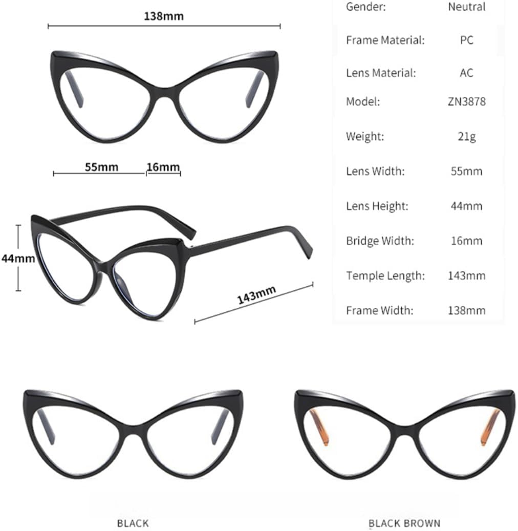 Cat Eye Women Eyeglasses Frame Lenses Clear Glasses Trendy