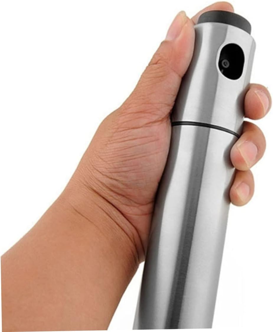 2pcs Portable Food-grade Stainless Steel Oil Sprayer and Vinegar Mister Fine Mist Dispenser for Cooking Salad Frying Bbq Easy Clean Material Silver