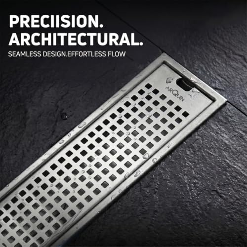 Image of ARQUIN Shower Drain Channel 24x4 Inch Floor Drainer 304 Grade Stainless Steel Bathroom Floor Drainer Water Drain Jali Channel for Bathroom with Cockroach Trap (1mm Thickness)