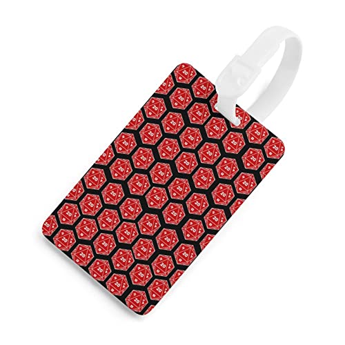 Rojo D20 dados impresos etiqueta de equipaje nombre titular de la tarjeta de identificación etiquetas de identificación para maleta equipaje de viaje