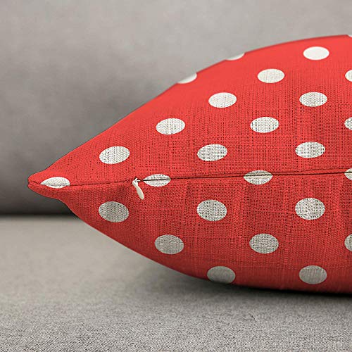 Hosnye Red White Polka Dot Throw Pillow Cover Wave Point Seamless Pattern Background Linen Fabric For Couch Bed Sofa Car Waist Cushion Cover 12 X 20 Inch Pillow Case #TOP1