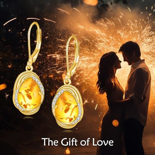 Boucles d'oreilles ambre en argent, le cadeau idéal de Noël