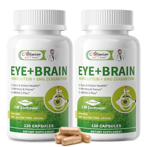 Image of Eye Brain Supplement for Memory & Focus 40mg Lutein Eye Supplements 2 Pack