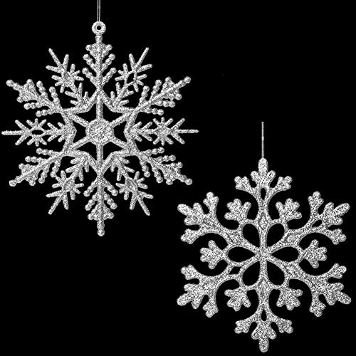 48 Pieces Tmflexe Plastic Christmas Glitter Snowflake Ornaments Christmas Tree Decorative Hanging Ornaments Decorations 4-inch, Silver 48 Pieces Tmflexe Plastic Christmas Glitter Snowflake Ornaments Christmas Tree Decorative Hanging Ornaments Decorations 4-inch, Silver