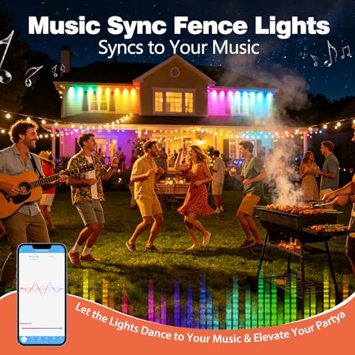 Implimage Outdoor Fence Lights Plug in, 100FT LED Fence Lights, App & Remote Control, 100 Scene Modes, IP67 Waterproof Outdoor Lights for Backyard, Patio, Deck - Brighter Than Solar Lights — view 5