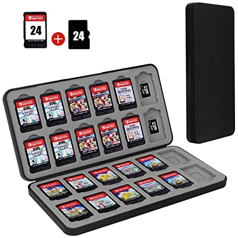Skycase Games Card Aufbewahrungsbox für Nintendo Switch, Spiele Aufbewahrung mit 24 Spielkartenfächer,Tragbare Schutzhülle für Switch OLED Game Card,Hardcase Hülle,Silikonfutter Cover