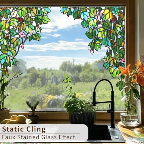 Vinilo decorativo para ventana con diseño de vid verde miniatura 5