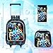 KLFVB Rolling Backpack for Boys, 3PCS Kids Roller Bookbag with Lunch Bag, Wheeled School Bag for Children - Game Console