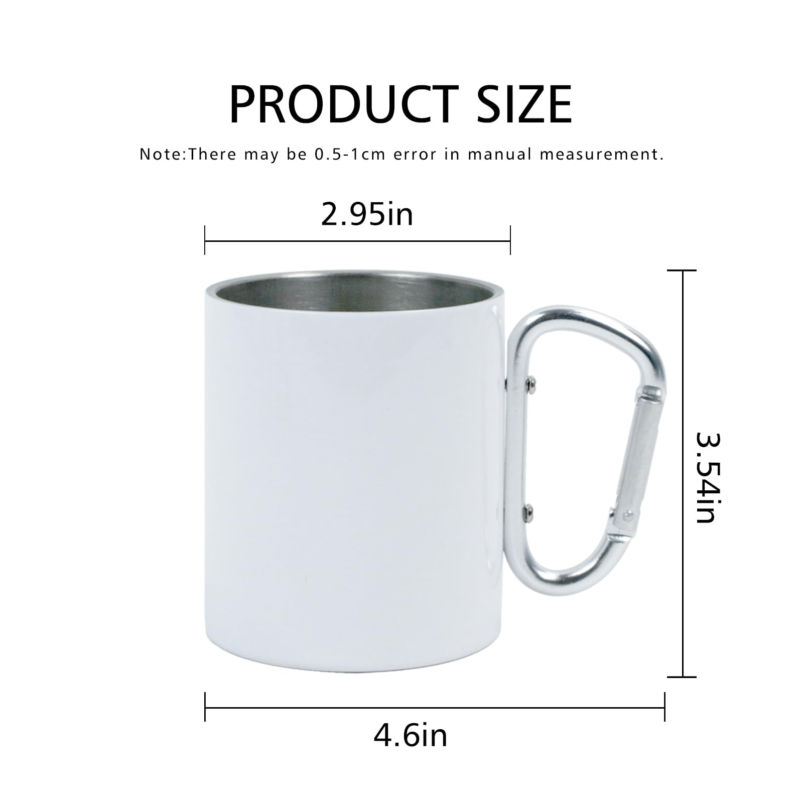4 tazas de mosquetón de acero inoxidable en blanco de sublimación de 10 onzas con asas de, taza de café de viaje, taza de café portátil con asa para deportes al aire libre