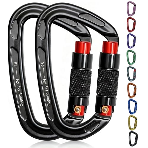 Image of Oupeng sky Auto Locking Carabiner Clips - 28KN (6172lbs) Heavy Duty Caribeaners, Large Carabiner Clip for Keychains,Hammock,Camping, Gym, Hiking, Outdoor ,Dog Leash